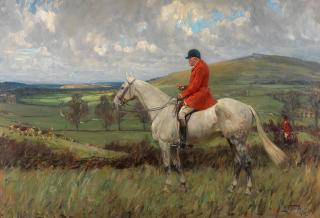 Lionel Dalhousie Robertson Edwards, RI, RCA - Portrait of Herman Tiarks on Slade Grey Together with a copy of the sitter\'s memoir \'Hunting Reminiscences\' in which the portrait is featured. (2)