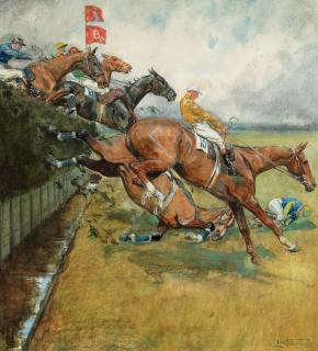 Lionel Dalhousie Robertson Edwards - Captain Bennett and Sergeant Murphy at Becher\'s Brook, 1923 Grand National