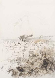 Lionel Edwards - A couple of hounds on the chase