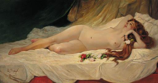 Lionel Noël Royer - A Nude Reclining In An Interior