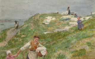 Lionel Percy Smythe, R.A., R.W.S. - Bleaching Linen - Le Portel, Pas de Calais, France