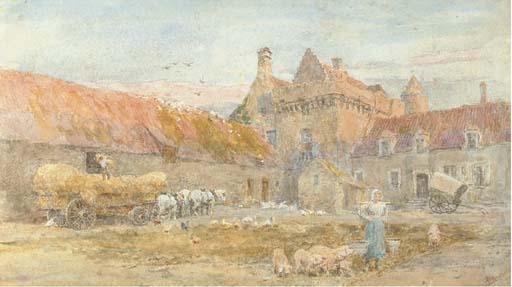 Lionel Percy Smythe, R.A., R.W.S. - The Farmyard at the Château d\'Honvault, Wimereux