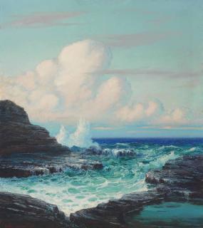 Lionel Walden - Hawaiian Ocean with Waves Against the Rocks