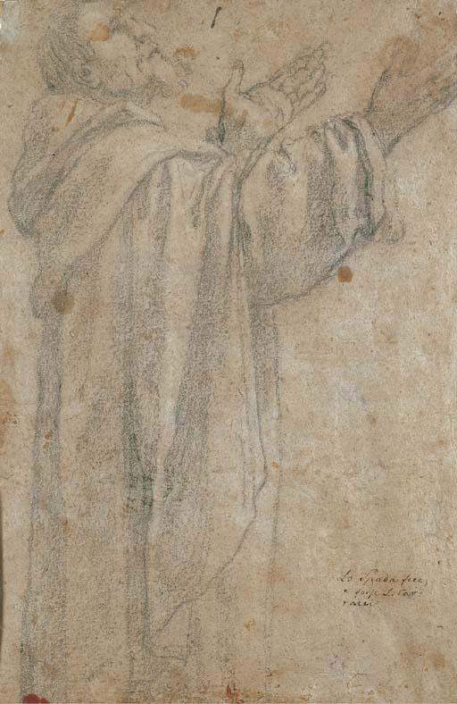 Lionello Spada - Frate girato con le braccia alzate in preghiera (recto); Frate girato verso la destra (verso)