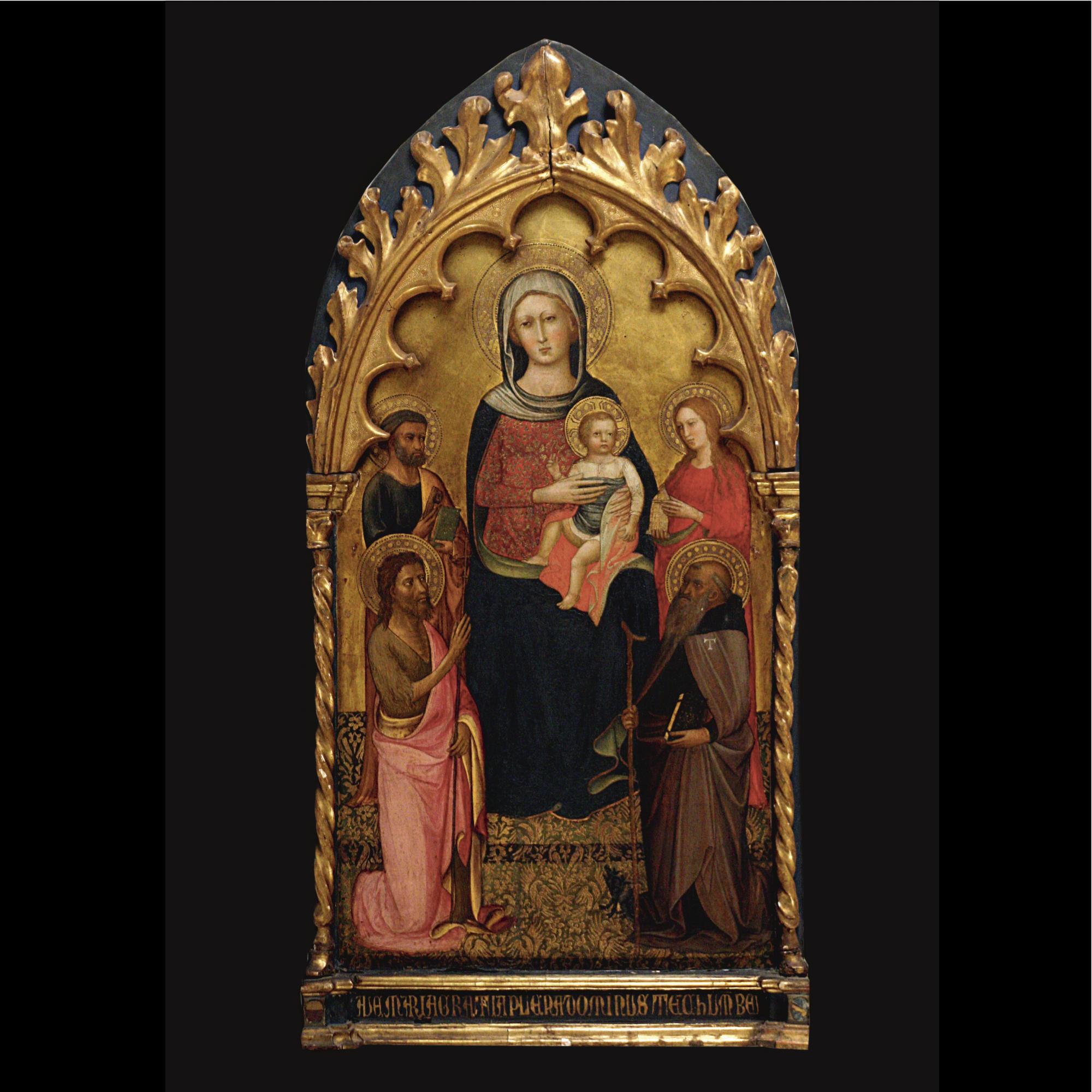Lippo D\' Andrea - Madonna And Child With St. John The Baptist, St. Anthony Abbot, St. Peter And Mary Magdalene