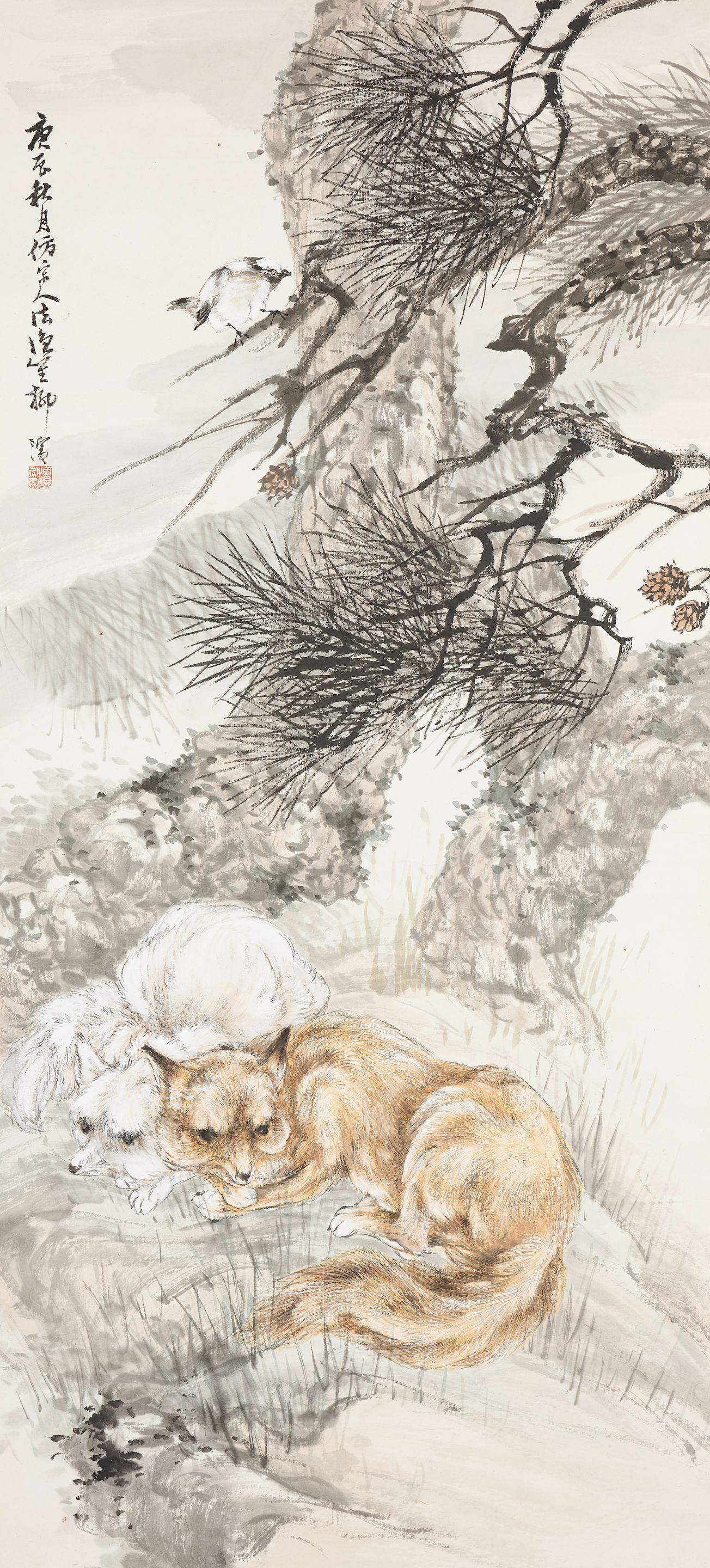 Liu Bin - Two Foxes Under the Pine Tree