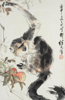 Liu Jiyou - Monkey Picking Peaches