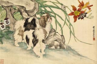 Liu Kuiling - Dogs Playing In The Garden