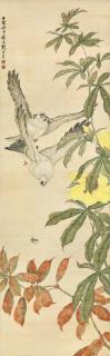Liu Kuiling - Pigeons By The Blossoms
