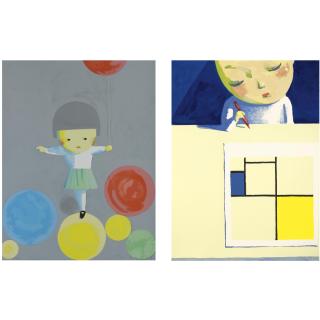 Liu Ye - She And Mondrian; And Little Girl With Balloons