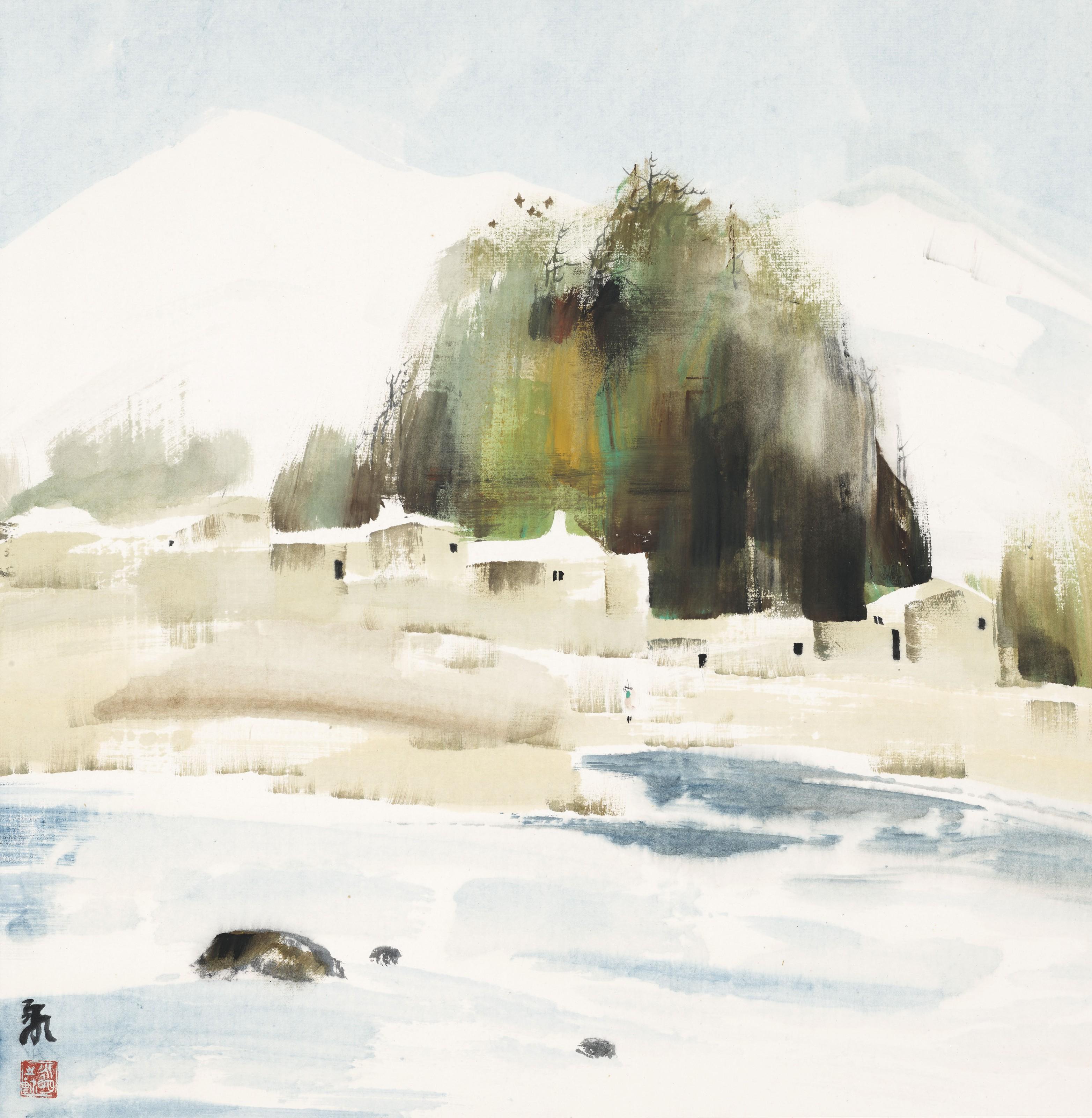 Liu Yongming - Village By The Shore