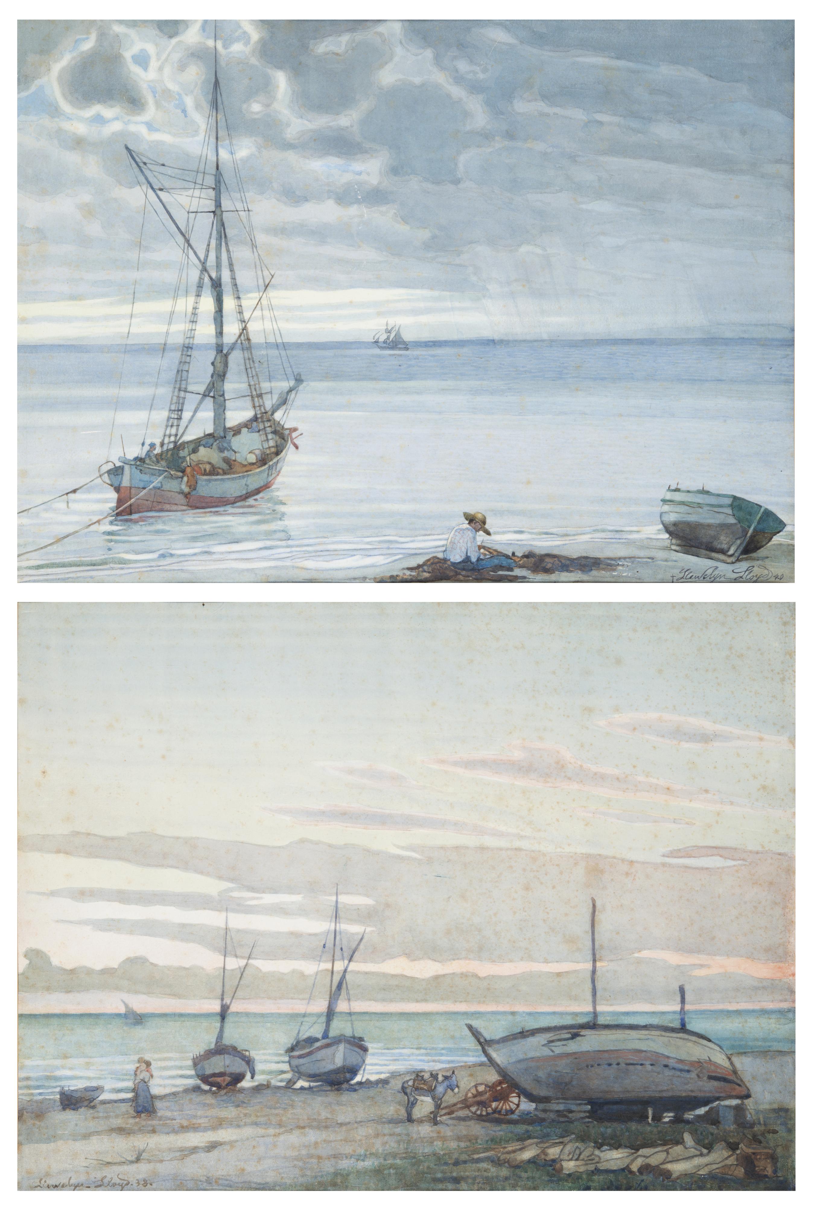 Llewelyn Lloyd - Marina con barche e pescatori