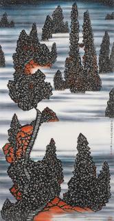 Lo Ch\'ing - The DNA of Chinese Painting Series, Landscape: Conversation with Mountain Huang Series, The Crystallized Mountain Huang in Snowy Dusk, 1999