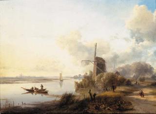 Lodewijk Johannes Kleijn - A Dutch canal on a summer evening