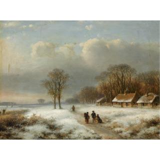 Lodewijk Johannes Kleijn - Figures In A Winter Landscape