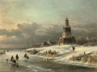 Lodewijk Johannes Kleijn - On the ice near a lighthouse