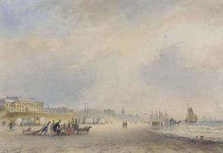 Lodewijk Johannes Kleijn - The coast at Scheveningen, with the Kurhaus in the foreground