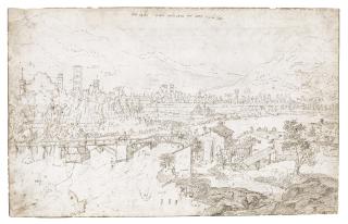 Lodewijk Toeput - Recto: View Of An Italian Walled City With A River; Verso: A House With A \'Pergolato\'