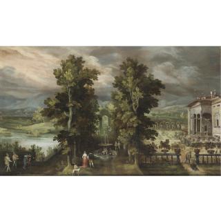 Lodewijk Toeput - Veduta Del Parco Di Una Villa Con Figure Vicino A Una Fontana