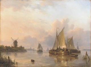 Lodewyk-Johannes Kleyn - Shipping in a Dutch harbor