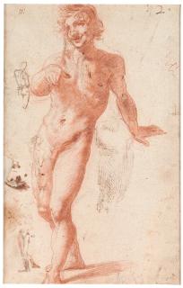 Lodovico Cardi - Recto: Study Of A Male Nude, Walking; Verso: Studies Of Nudes