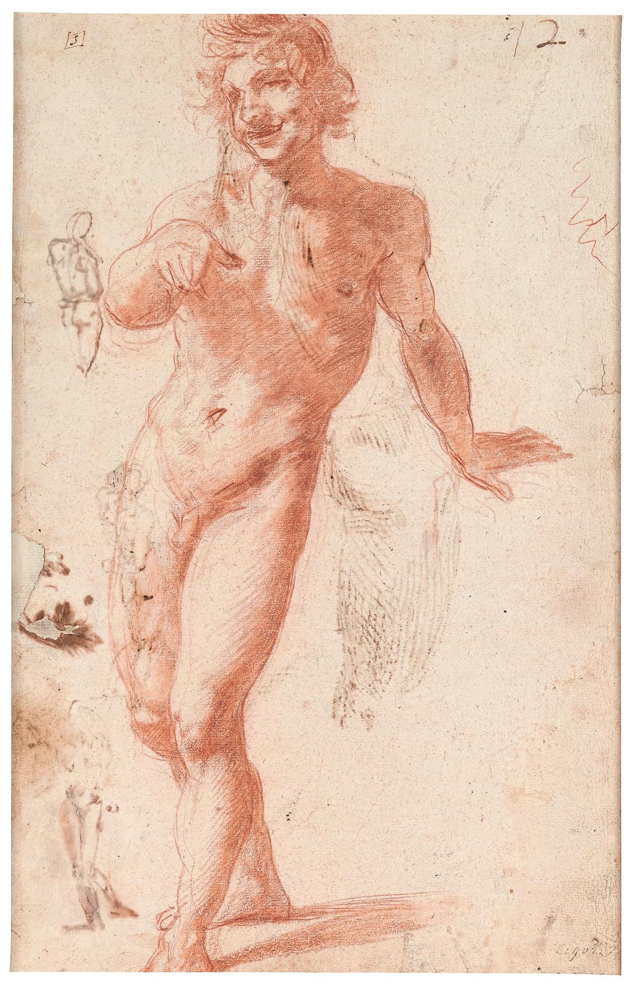 Lodovico Cardi - Recto:  Study Of A Male Nude, Walking Verso: Studies Of Nudes