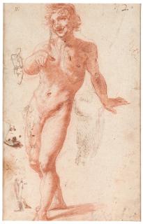 Lodovico Cardi - Recto:  Study Of A Male Nude, Walking Verso: Studies Of Nudes