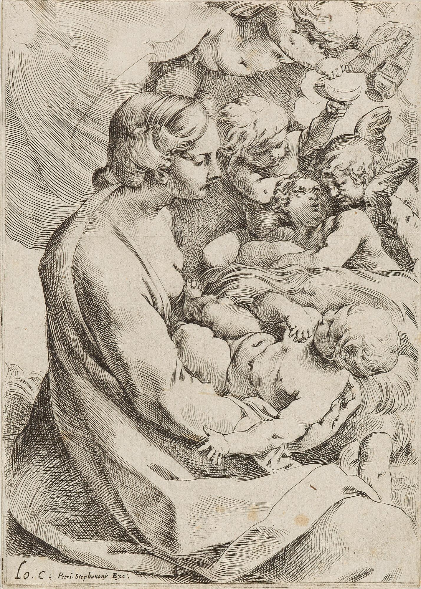 Lodovico Carracci - Die Madonna mit Kind und Engeln.