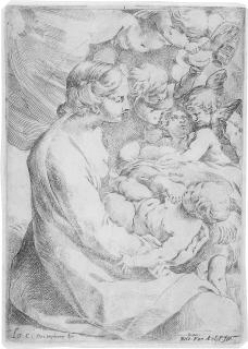 Lodovico Carracci - Die Madonna mit Kind und Engeln.