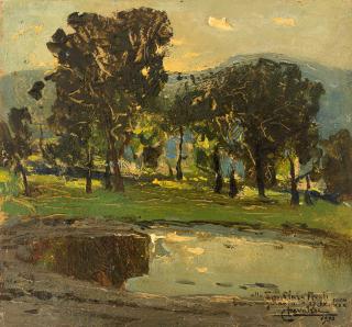 Lodovico Cavaleri - Paesaggio lacustre