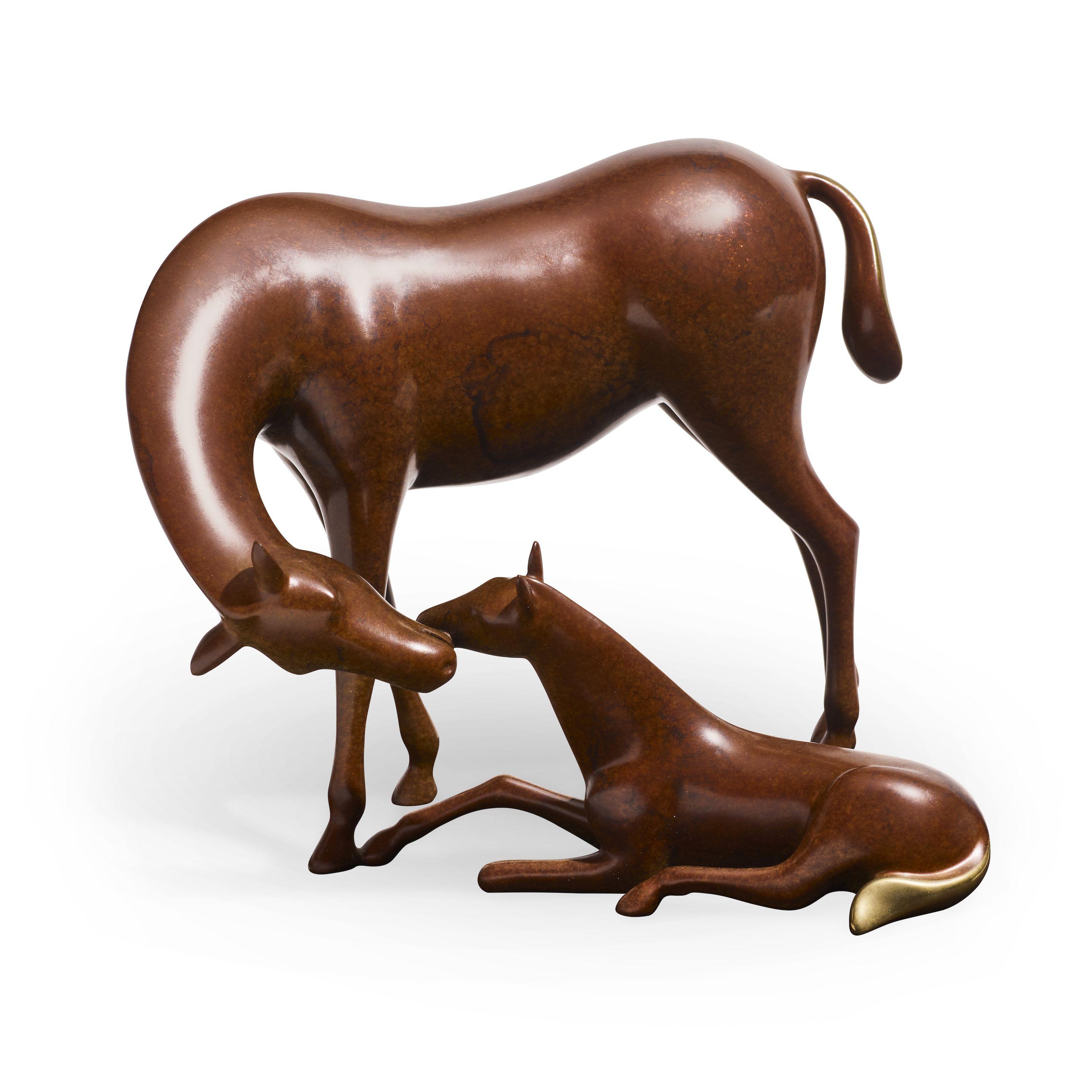 Loet Vanderveen - A Parcel Gilt Mahogany Patinated Bronze Figural Group Of A Mare And Foal