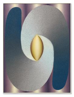 Loie Hollowell - Linked Lingam in Blue, Gray, Purple and Yellow