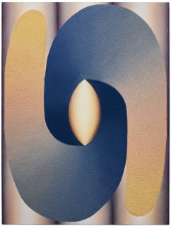 Loie Hollowell - Linked Lingam in Salmon, Gray-Blue, Purple and Yellow