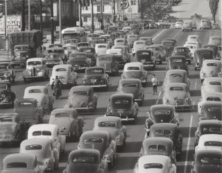 Loomis Dean - Boy Selling Newspapers, Los Angeles, Looking South on Olive Street