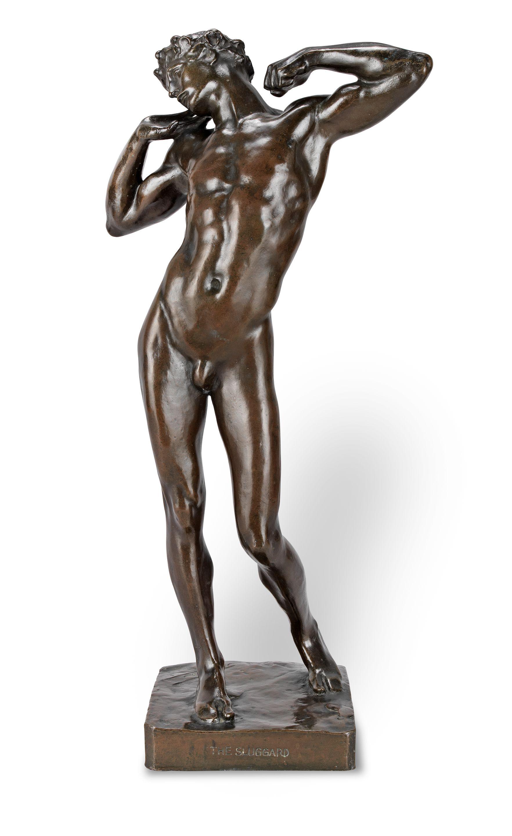 Lord Frederic Leighton - A bronze figure of \'The Sluggard\'