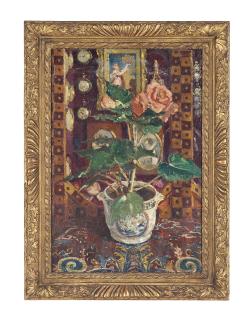 Lord Paul Ayshford Methuen, R.A., R.W.S. - Roses and paintings in an interior