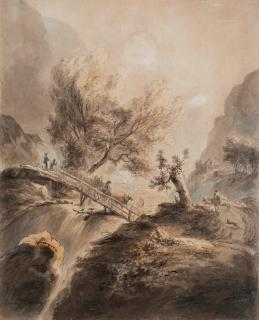 Lorentz Sparrgren - Landscape with figures and animals by the river.