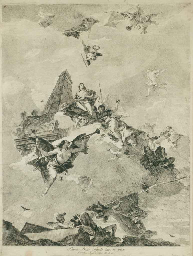 Lorenzo Baldissera Tiepolo - Monument to the glory of heroes (Rizzi 228, De Vesme, 7)