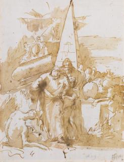 Lorenzo Baldissera Tiepolo - Recto: Oriental Figures By An Obelisk Verso: Two Figures 