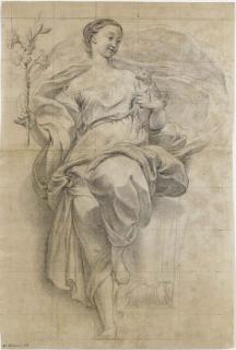 Lorenzo de Ferrari - An allegory of Innocence holding a lamp and a lily