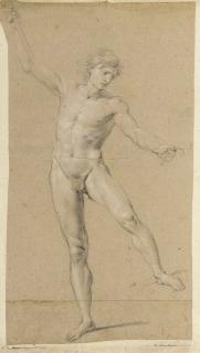 Lorenzo De Ferrari - Jeune homme, le bras gauche levé, tourné vers la droite