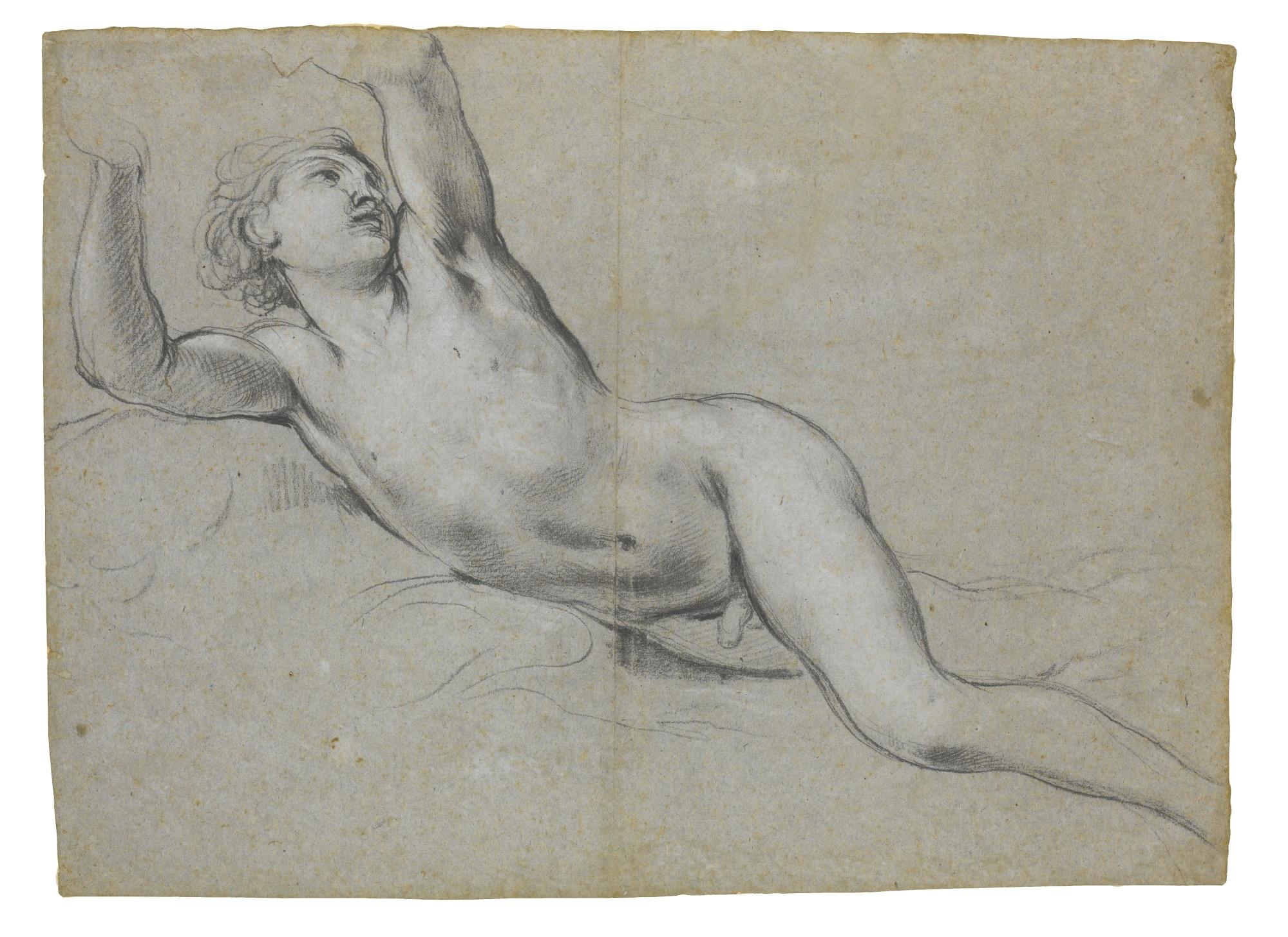 Lorenzo De\' Ferrari - Study Of A Naked Youth With Raised Arms