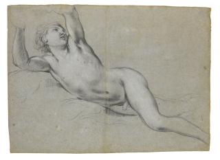 Lorenzo De\' Ferrari - Study Of A Naked Youth With Raised Arms
