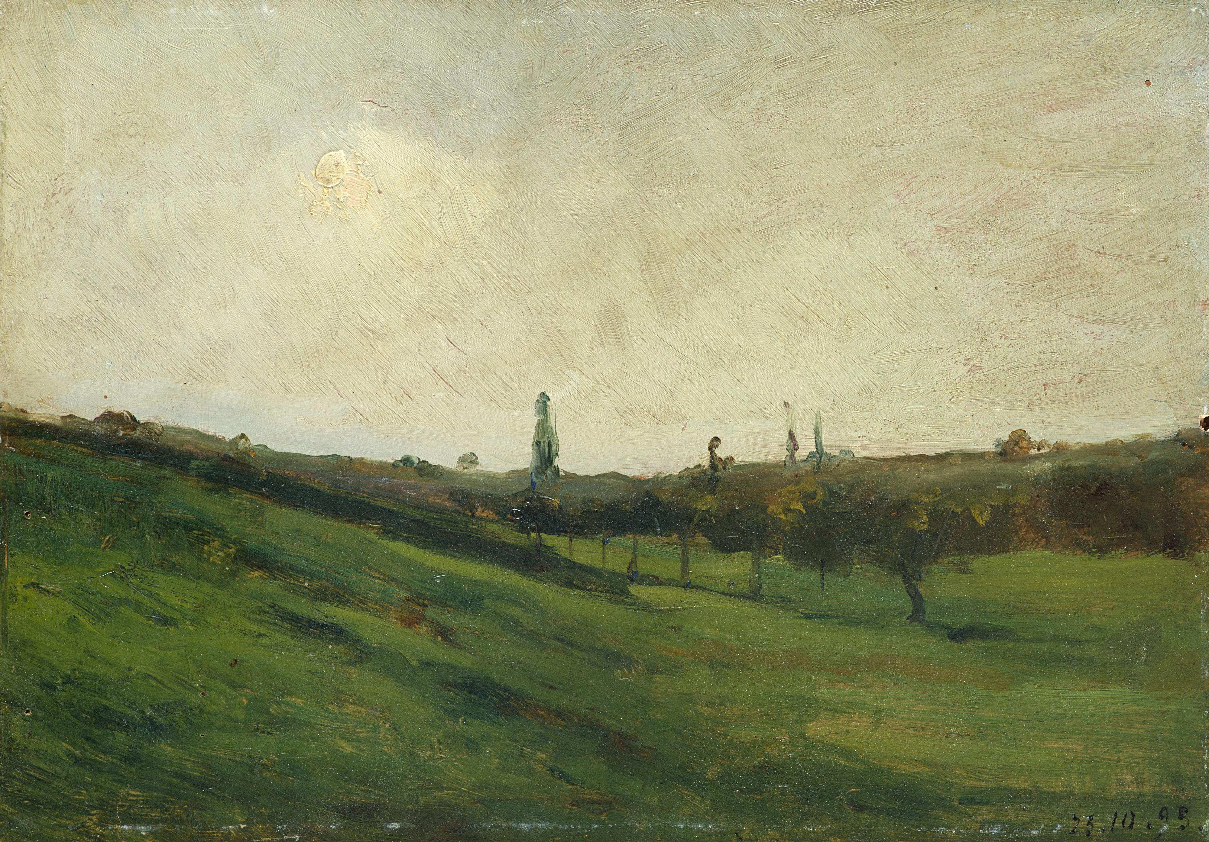 Lorenzo Delleani - Pendio e file d\'alberi d\'ottobre