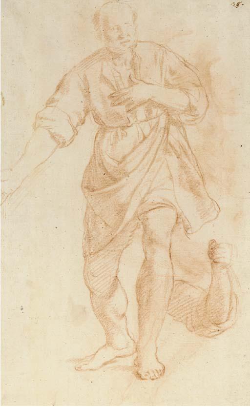 Lorenzo Lippi - A Saint gesturing to the right, with another study of the left arm