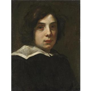 Lorenzo Lippi - Portrait Of A Young Man, Head And Shoulders, Wearing Black With A White Collar