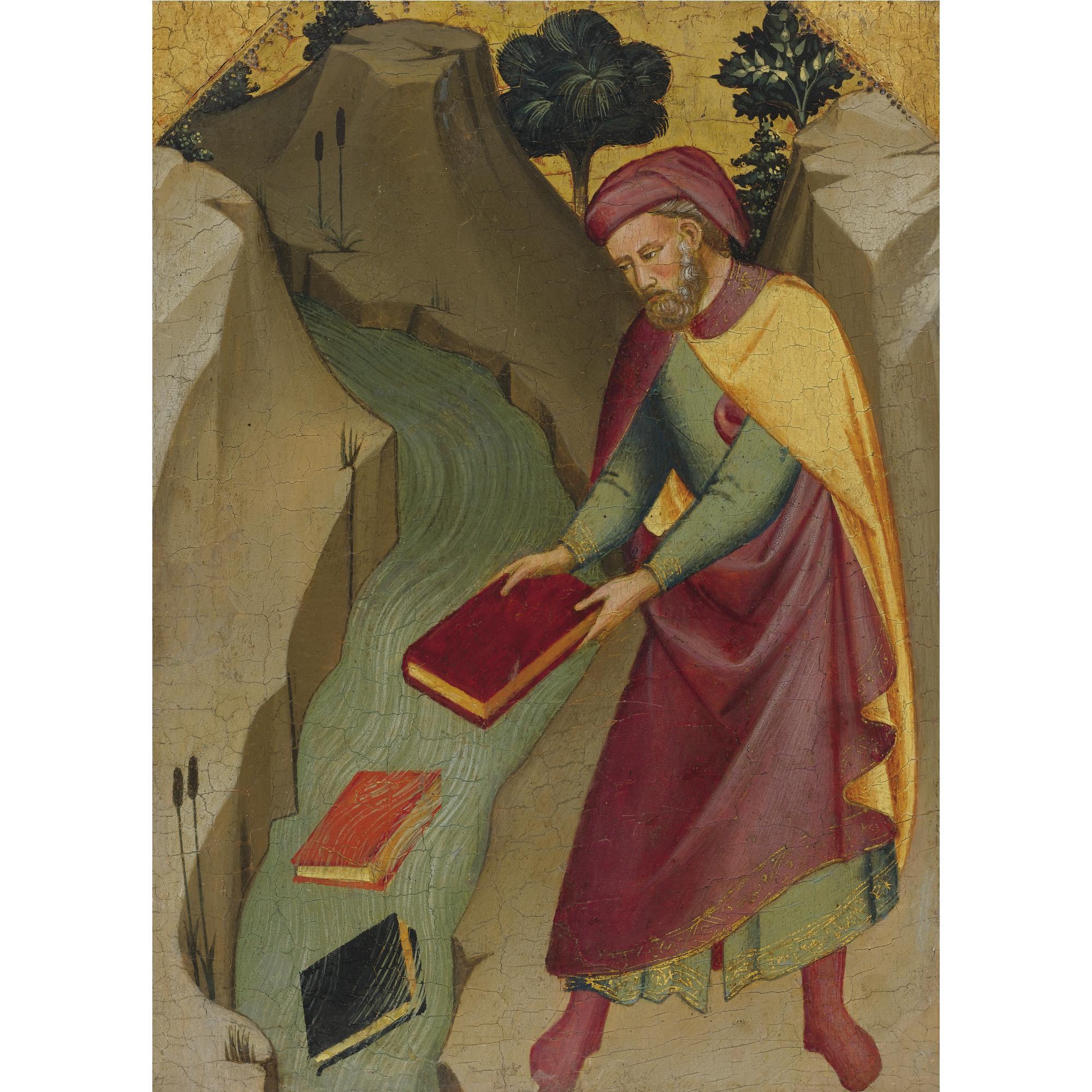 Lorenzo Monaco - The Magus Hermogenes Casting His Magic Books Into The Water