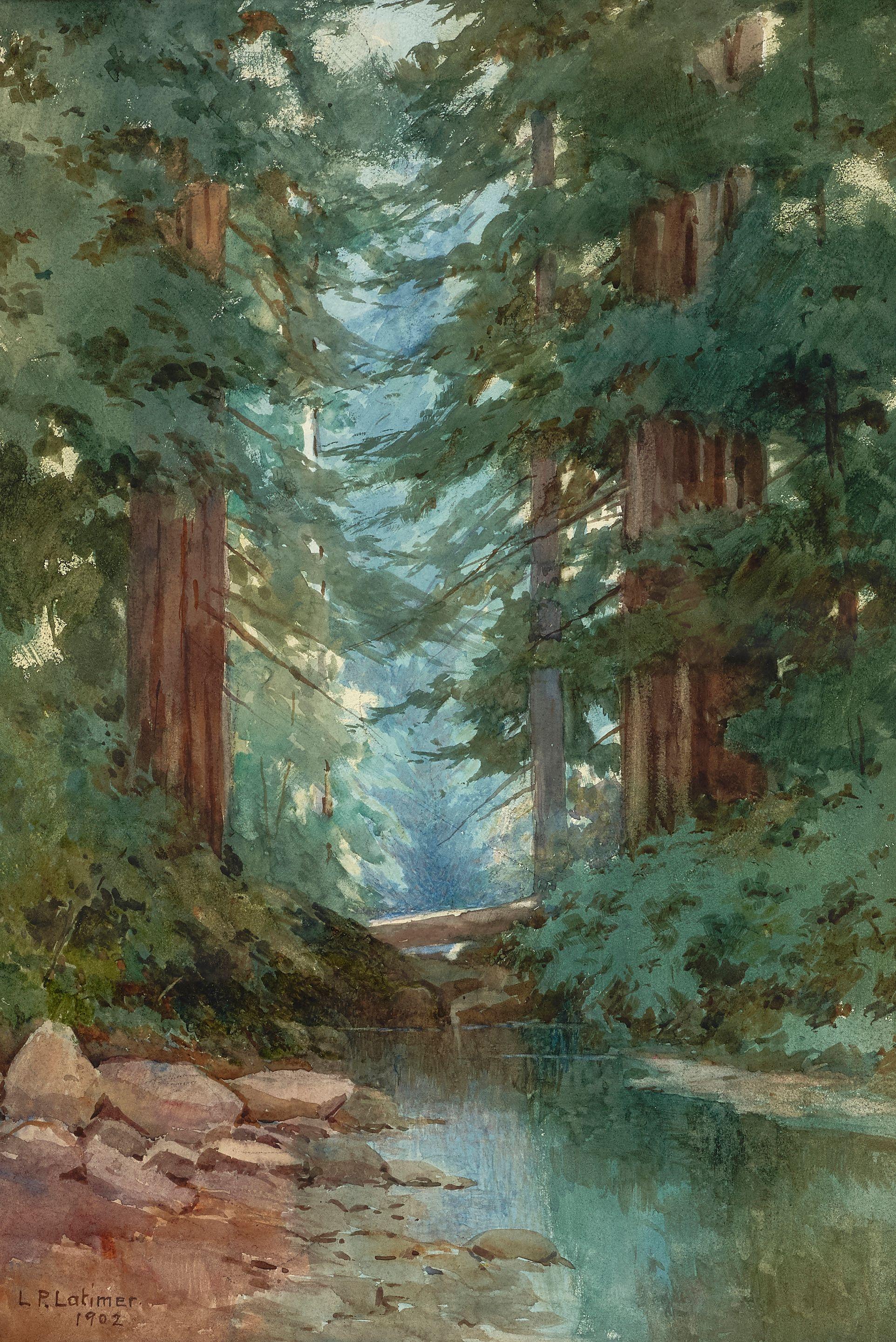Lorenzo P. Latimer - Stream in the Redwoods
