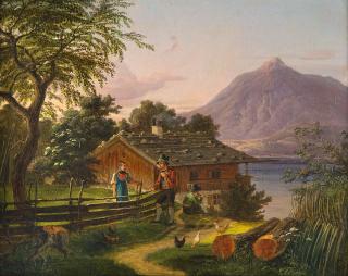 Lorenzo Quaglio d. J. - Besuch auf der Alm.