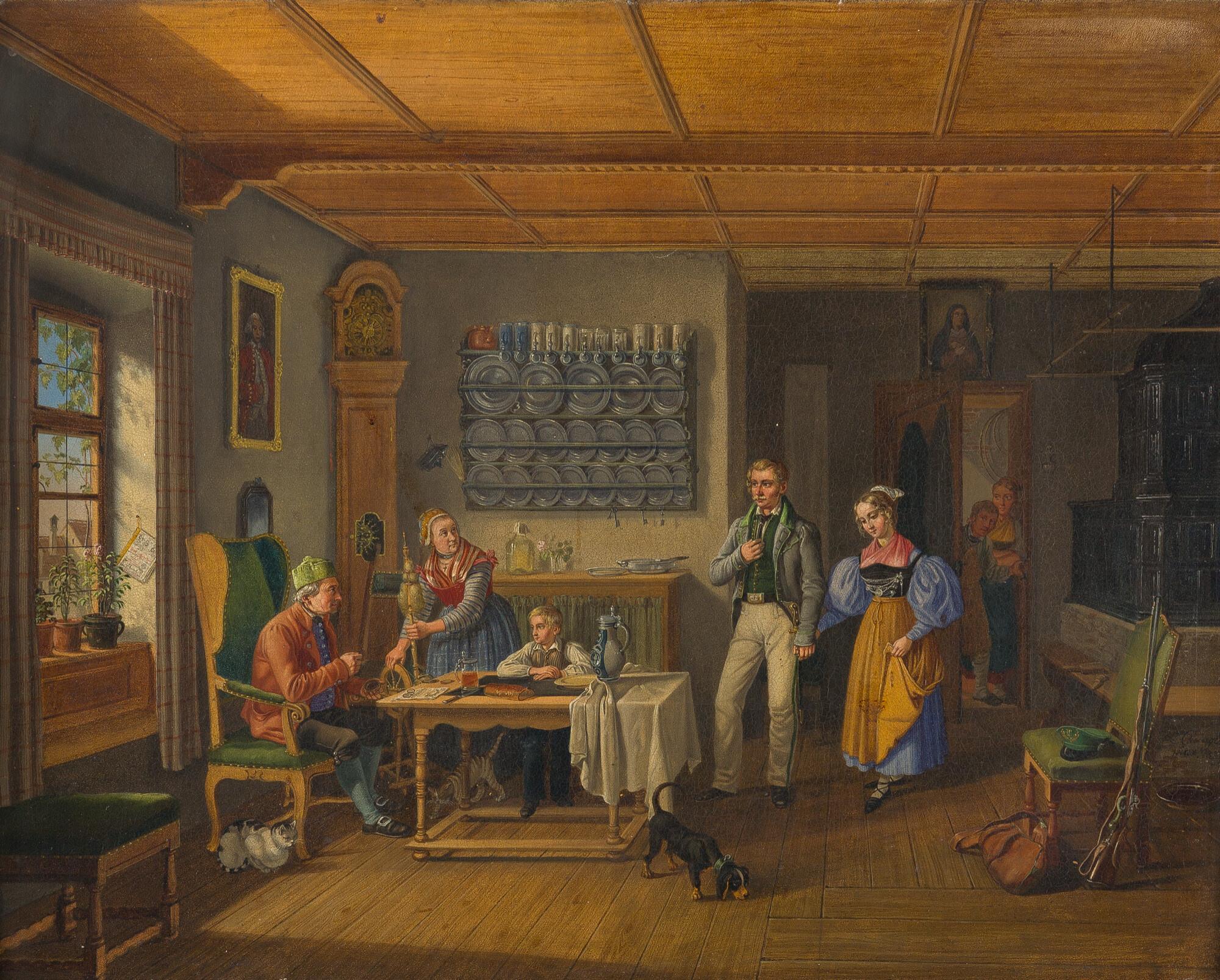 Lorenzo Quaglio d. J. - Ein junger Mann stellt den Eltern seine Braut vor.